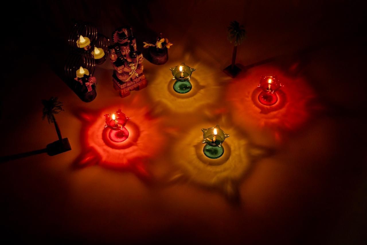 3D Reflective Diyas | Festival Lights and Decoration | Reusable | Set of 5