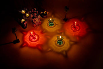 3D Reflective Diyas | Festival Lights and Decoration | Reusable | Set of 5