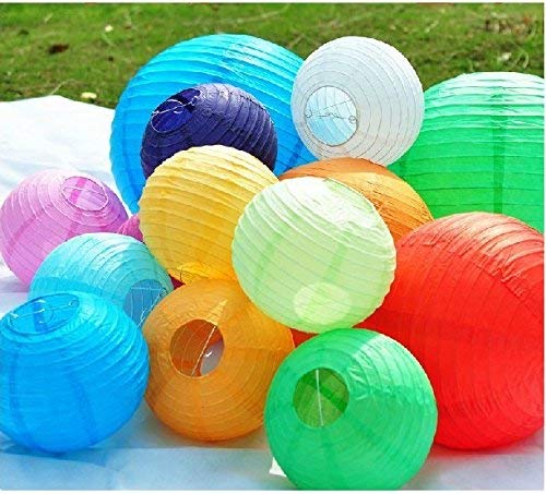 Vibrant Multi-Color Round Paper Lanterns - Pack of 3